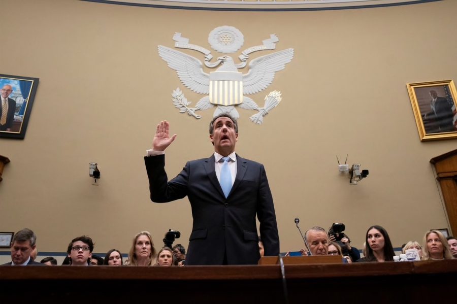 Michael+Cohen+stands+before+the+House+of+Representatives+to+deliver+testimony.+