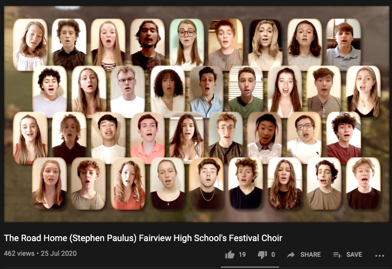 A screenshot of the opening number of the Choir's Spring Concert last year. This song was performed by the Festival Choir in isolation and uploaded onto YouTube.