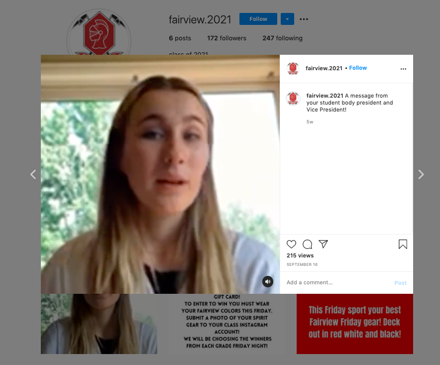 Screenshot showing Helena Harezlak on StuCos Instagram page.