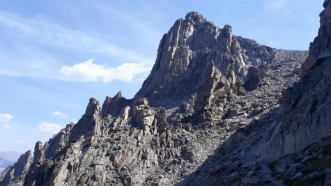 A Cliff on the West Side of Pawnee Pass (Trail on the bottom right).