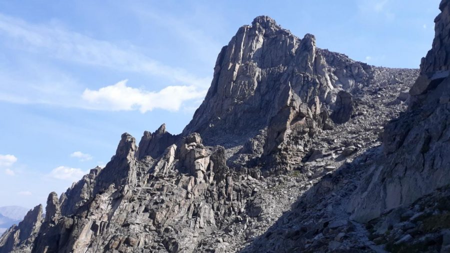 A Cliff on the West Side of Pawnee Pass (Trail on the bottom right). 