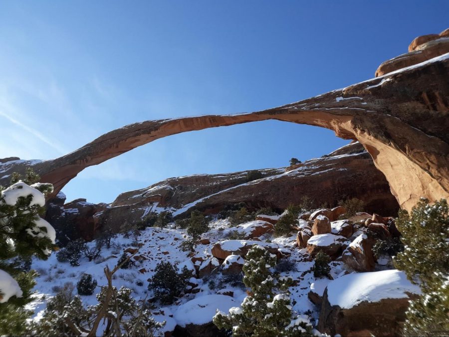 Landscape Arch during winter.